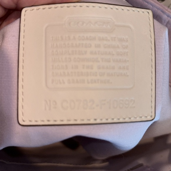 Coach Hampton tote bag F10692 shoulder bag pebbled leather Violet/white VEUC - Picture 16 of 16